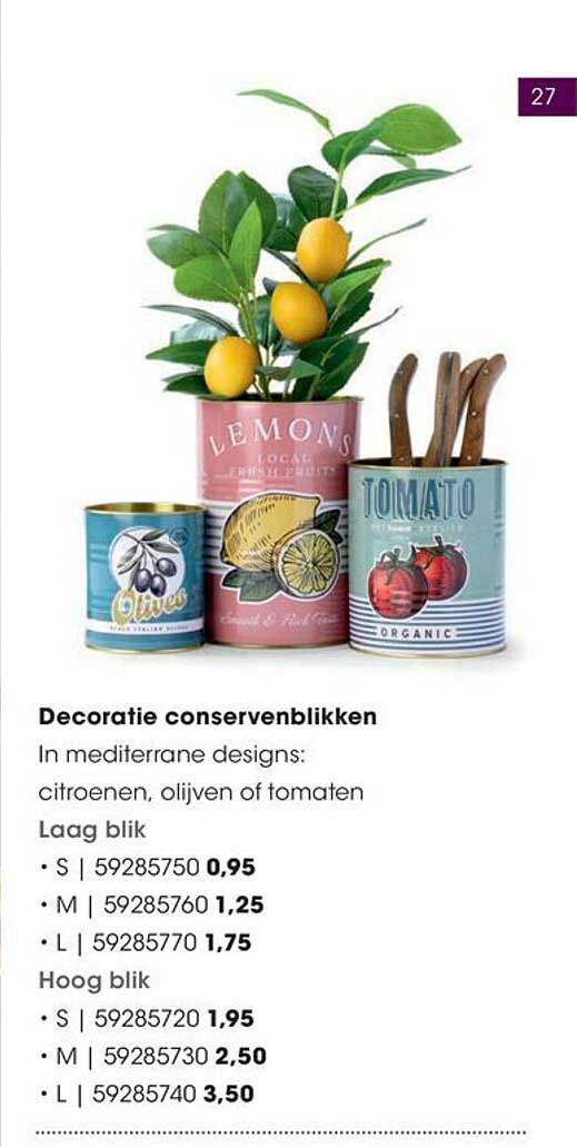 Decoratie conservenblikken