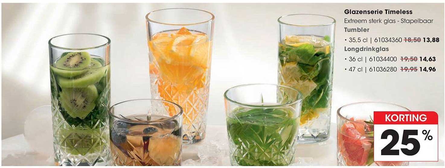 Glazensetie Timeless Extreem sterk glas - Stapelbaar Tumbler