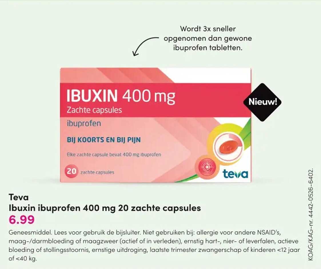 Ibuxin ibuprofen 400 mg 20 zachte capsules