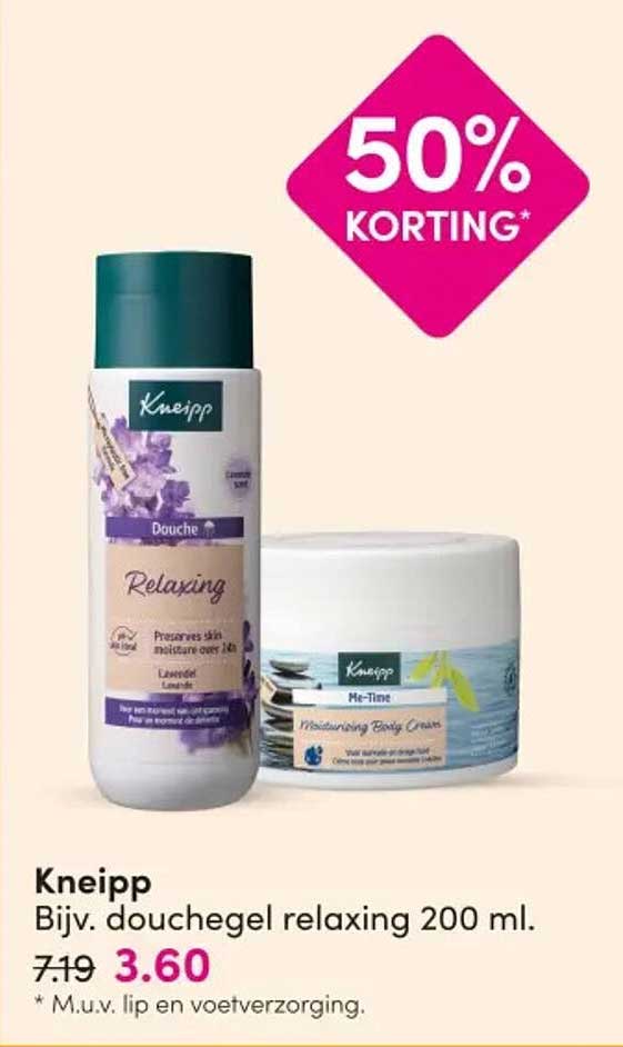 Kneipp Bijv. douchegel relaxing 200 ml. 50% korting