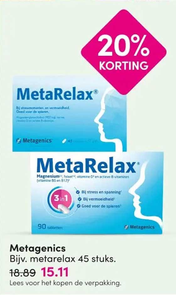 MetaRelax Bijv. metarelax 45 stuks 20% korting