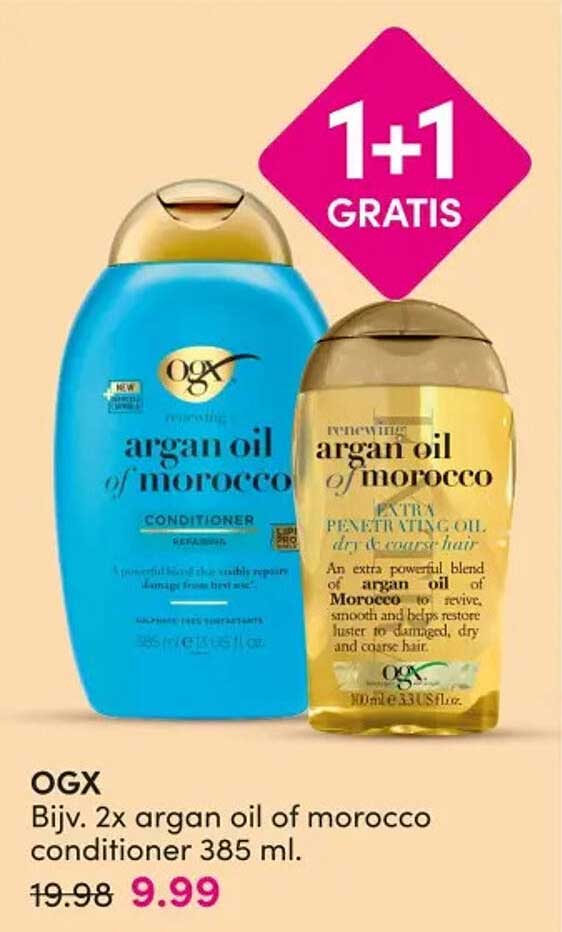 OGX Bijv. 2x argan oil of morocco conditioner 385 ml. 1+1 GRATIS