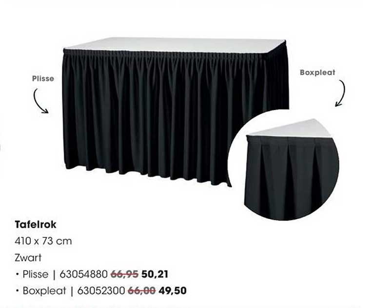Tafelrok 410 x 73 cm Zwart Plisse | 63054880
