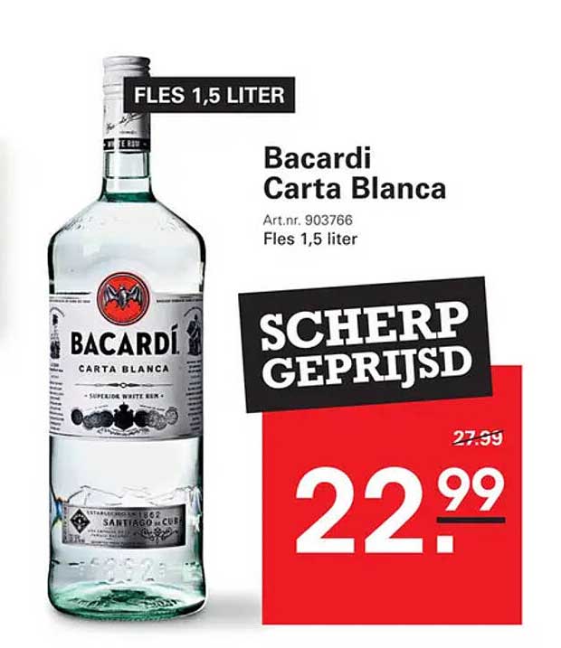 Bacardi Carta Blanca Fles 1,5 liter