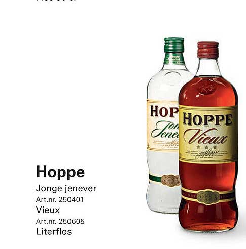 Hoppe Jonge Jenever en Vieux Literfles