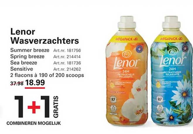 Lenor Wasverzachters 2 flacons à 190 of 200 scoops