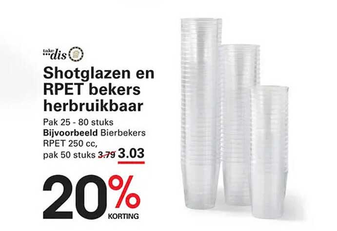 Shotglazen en RPET bekers herbruikbaar
