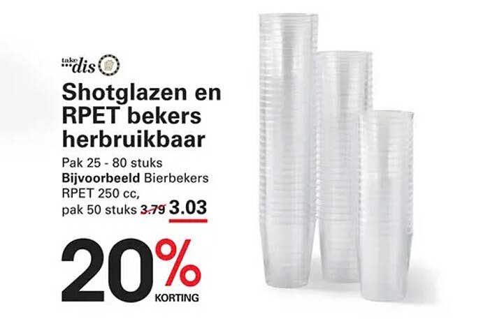 Shotglazen en RPET bekers herbruikbaar