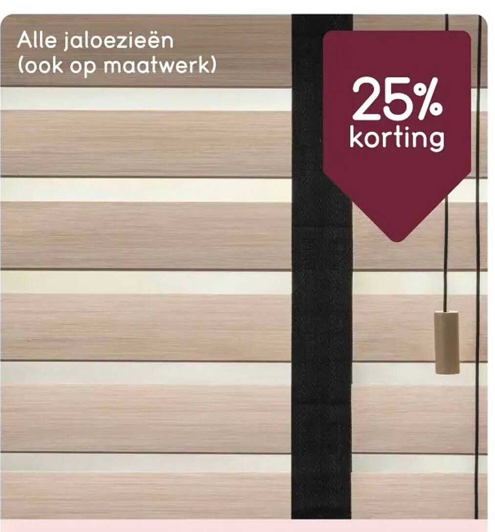 Alle jaloezieën (ook op maatwerk) 25% korting