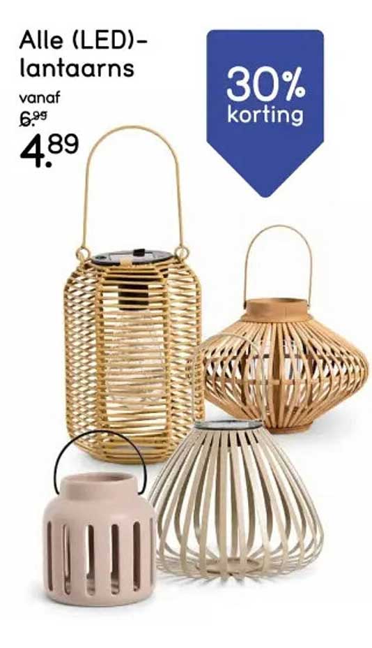 Alle (LED)-lantaarns 30% korting
