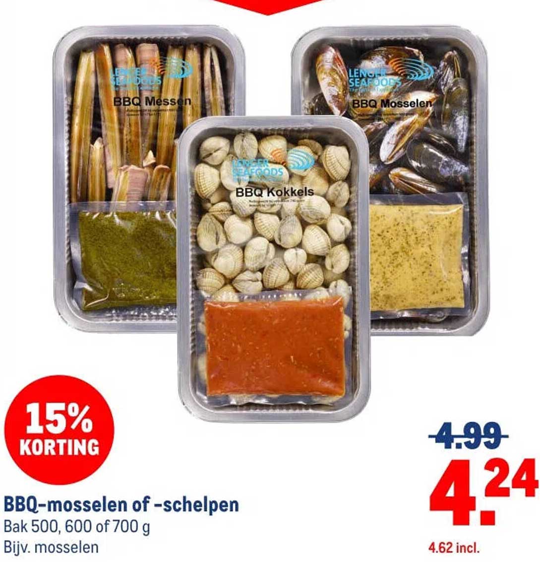 BBQ-mosselen of -schelpen 15% korting