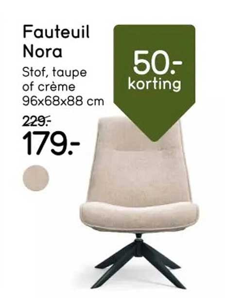 Fauteuil Nora Stof, taupe of crème 96x68x88 cm 50- korting