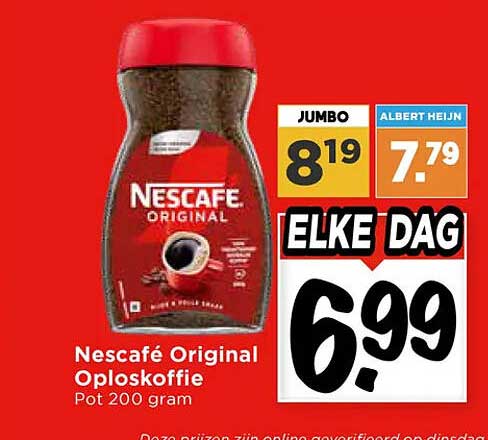 Nescafé Original Oploskoffie Pot 200 gram ELKE DAG