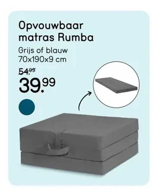 Opvouwbaar matras Rumba Grijs of blauw 70x190x9 cm
