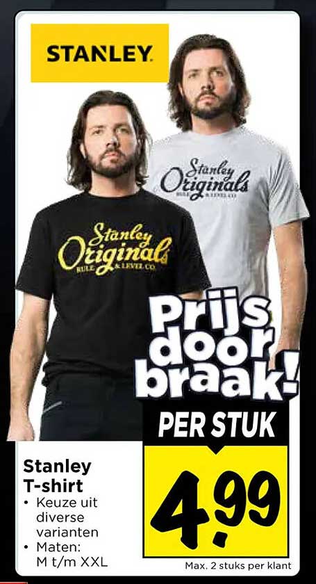 Stanley T-shirt - Keuze uit diverse varianten - Maten: M t/m XXL
