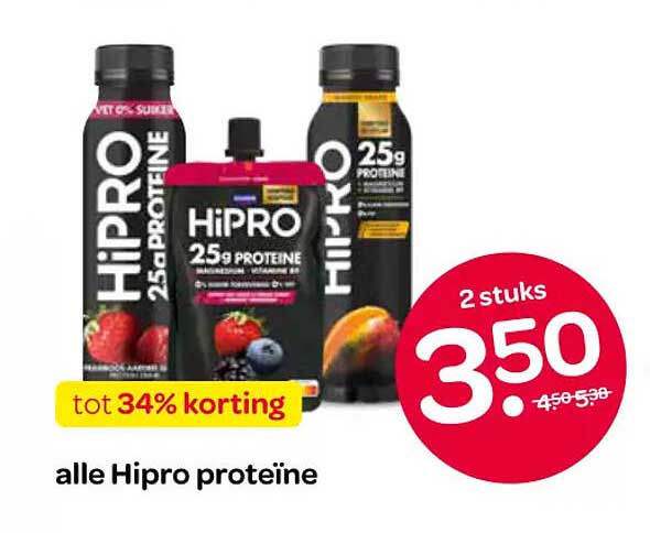 alle Hipro proteïne tot 34% korting