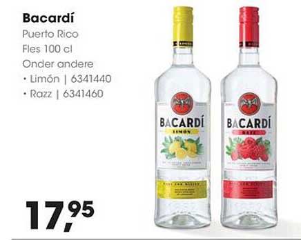 Bacardi Puerto Rico Fles 100 cl Onder andere Limon | 6341440 • Razz | 6341460