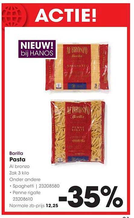 Barilla Pasta Al bronzo Zak 3 kilo Onder andere Spaghetti | 23208580 Penn e rigate 23208610 -35%