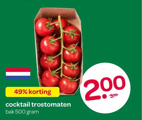 cocktail trostomaten bak 500 gram 49% korting