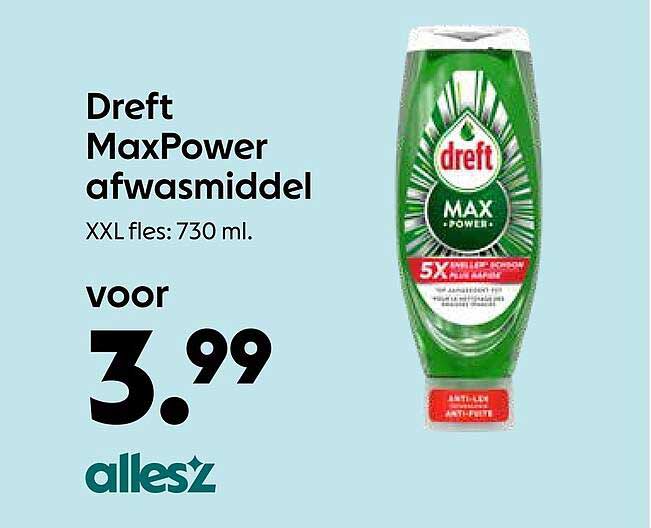 Dreft MaxPower afwasmiddel XXL fles: 730 ml.