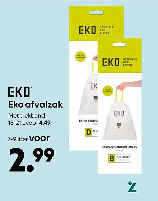 EKO Eko afvalzak Met trekband. 18-21 L voor 4.49 7-9 liter voor