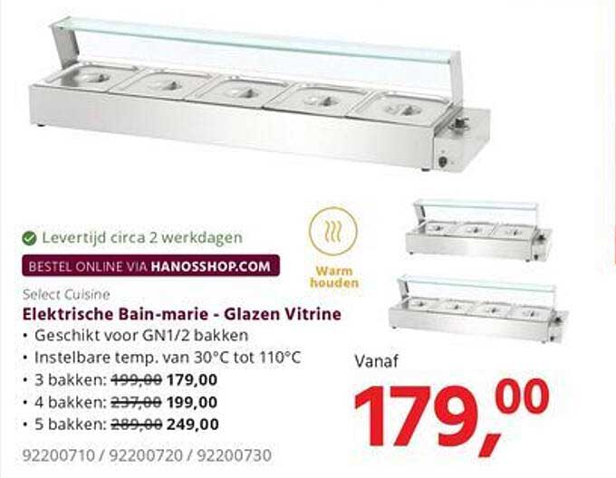 Elektrische Bain-marie - Glazen Vitrine