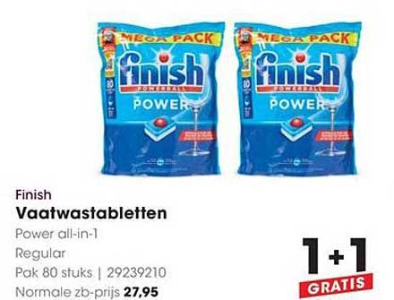 Finish Vaatwastabletten Power all-in-1 Regular Pak 80 stuks 1+1 GRATIS