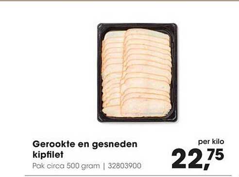 Gerookte en gesneden kipfilet