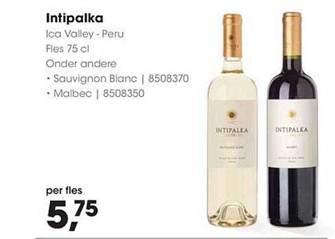 Intipalka Ica Valley - Peru Fles 75 cl Onder andere Sauvignon Blanc | 8508370 Malbec | 8508350