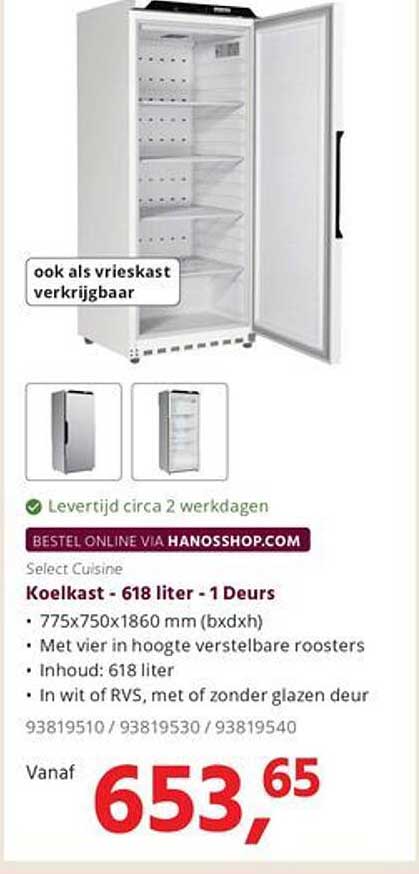 Koelkast - 618 liter - 1 Deurs