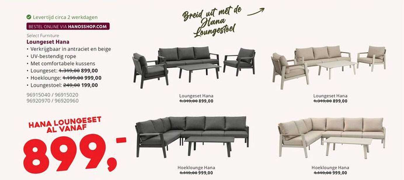 Lounset Hana - HANA LOUNGESET AL VANAF 899,-