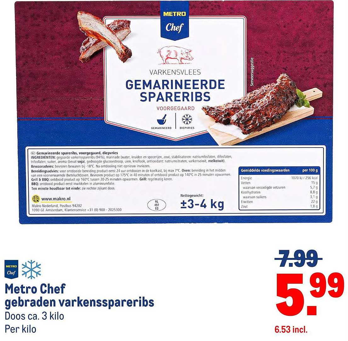 Metro Chef gebraden varkensspareribs
