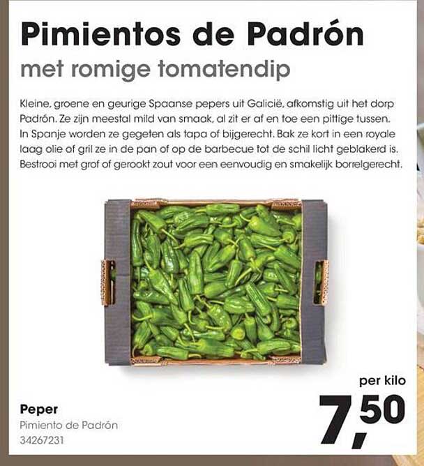 Pimientos de Padrón met romige tomatendip