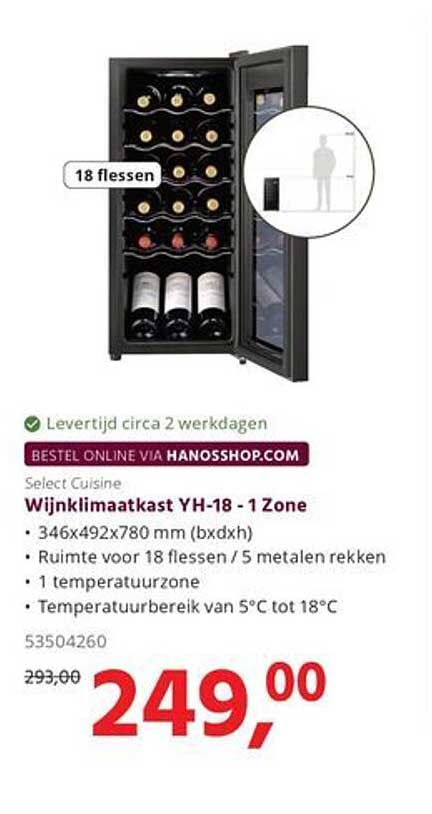 Select Cuisine Wijnklimaatkast YH-18 - 1 Zone