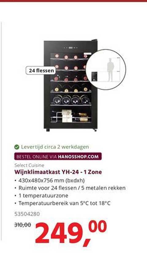 Select Cuisine Wijnklimaatkast YH-24 - 1 Zone