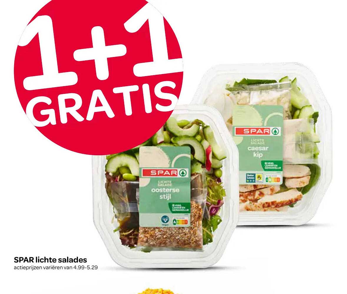 SPAR lichte salades 1+1 GRATIS