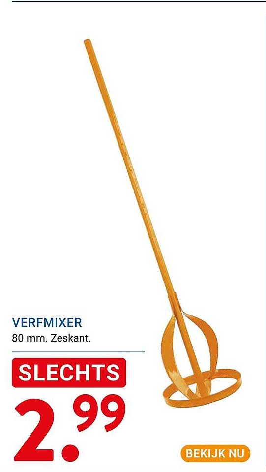 VERFMIXER 80 mm. Zeskant. SLECHTS