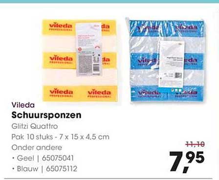 Vileda Schuursponzen Gilfzi Quattro Pak 10 stuks - 7 x 15 x 4,5 cm