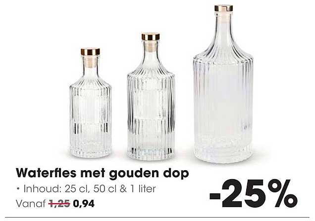 Waterfles met gouden dop