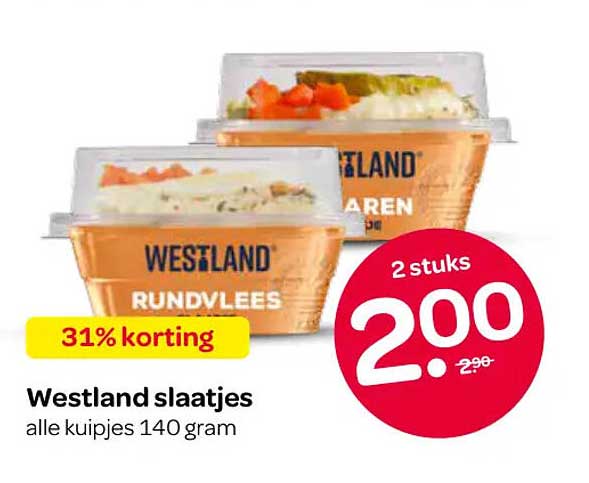 Westland slaatjes alle kuipjes 140 gram 31% korting