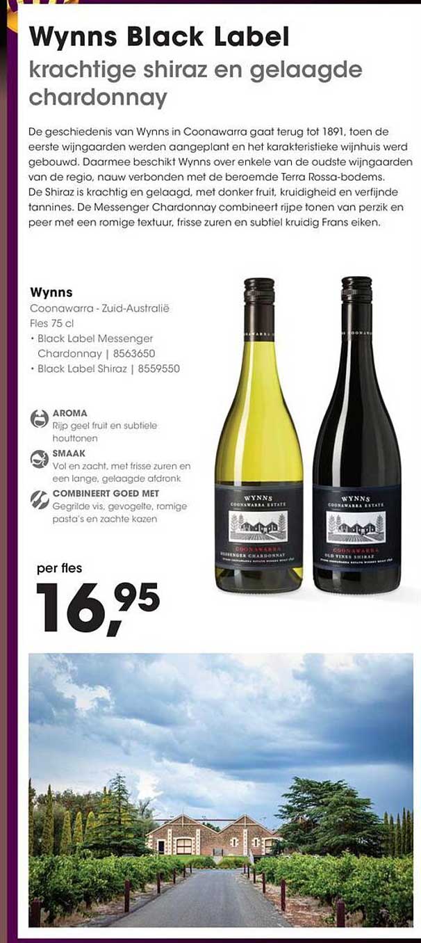 Wynns Black Label krachtige shiraz en gelaagde chardonnay