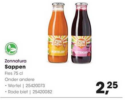 Zonnatura Sappen Fles 75 cl Onder andere • Wortel | 25420073 • Rode biet | 25420082