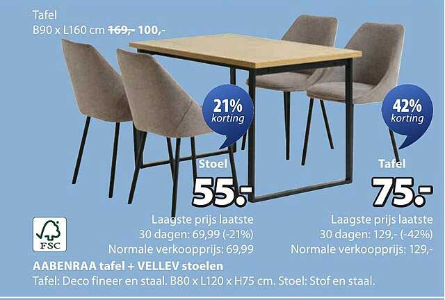 AABENRAA tafel + VELLEV stoelen