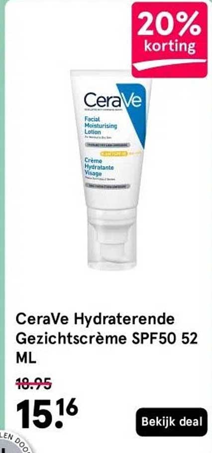 CeraVe Hydraterende Gezichtscrème SPF50 52 ML