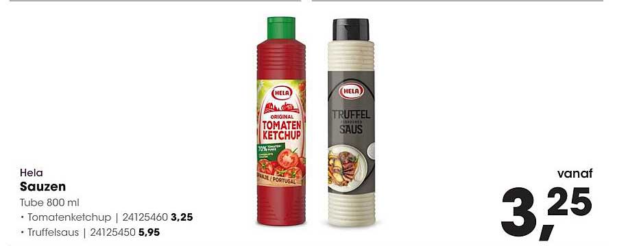 Hela Sauzen Tube 800 ml - Tomatenketchup en Truffelsaus