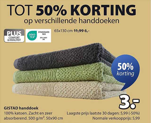 TOT 50% KORTING op verschillende handdoeken