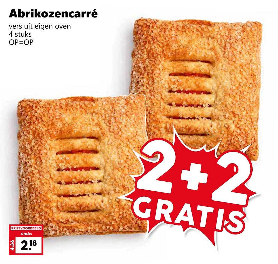 Abrikozencarré vers uit eigen oven 4 stuks OP=OP 2+2 gratis