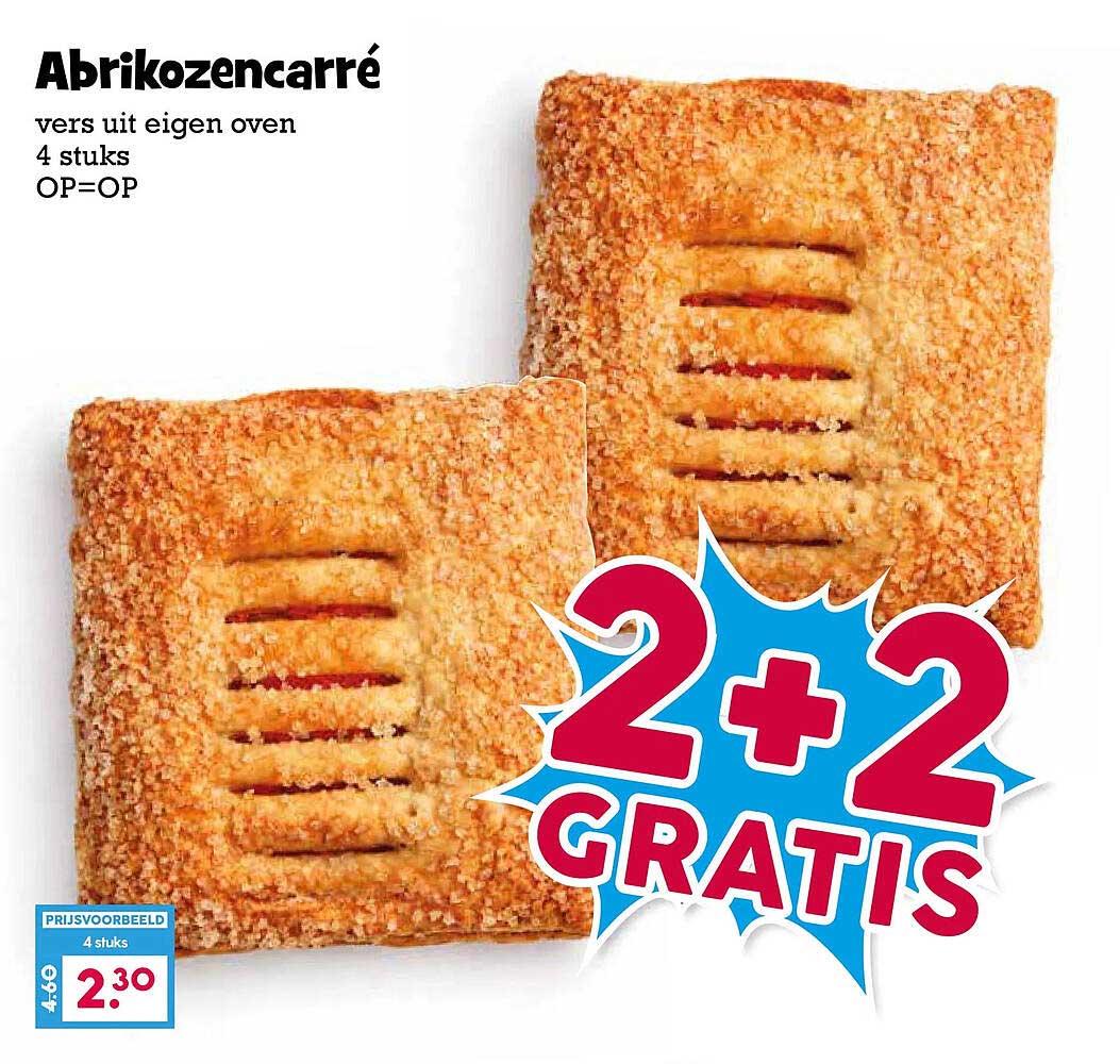 Abrikozencarré vers uit eigen oven 4 stuks OP=OP 2+2 gratis