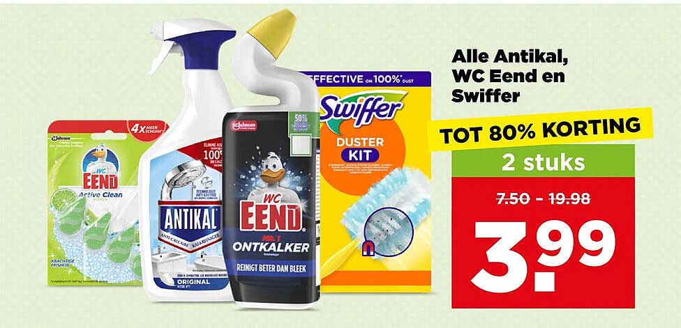 Alle Antikal, WC Eend en Swiffer TOT 80% KORTING 2 stuks