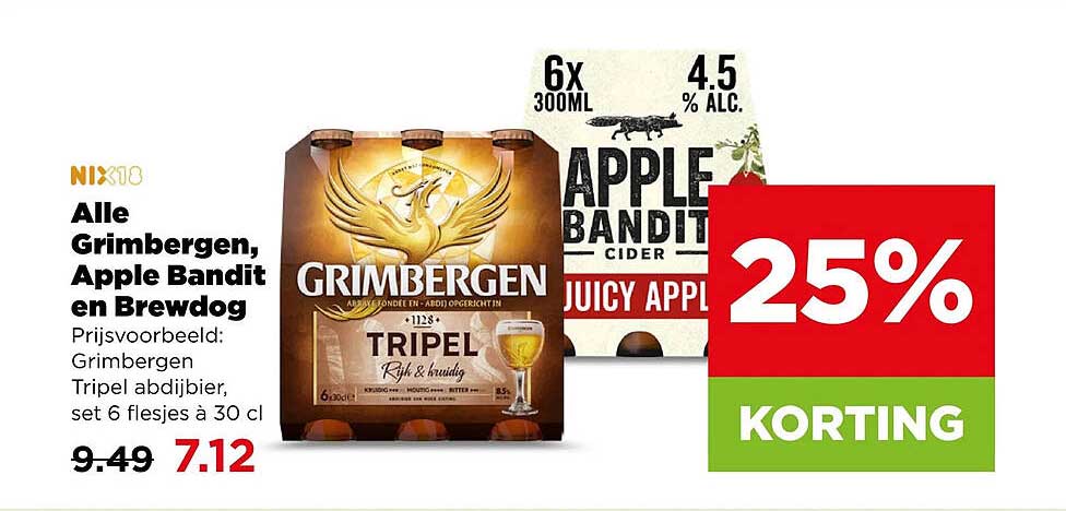 Alle Grimbergen, Apple Bandit en Brewdog 25% KORTING